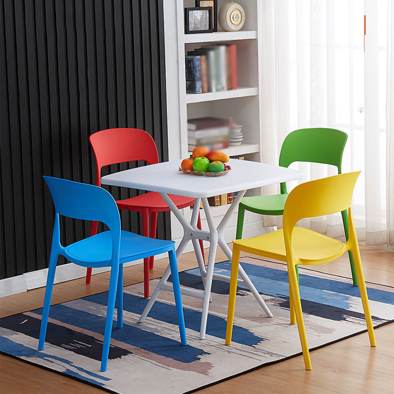Contemporary Plastic Dining Room Chairs Armless Open Back Dining Side Chair for Room Use