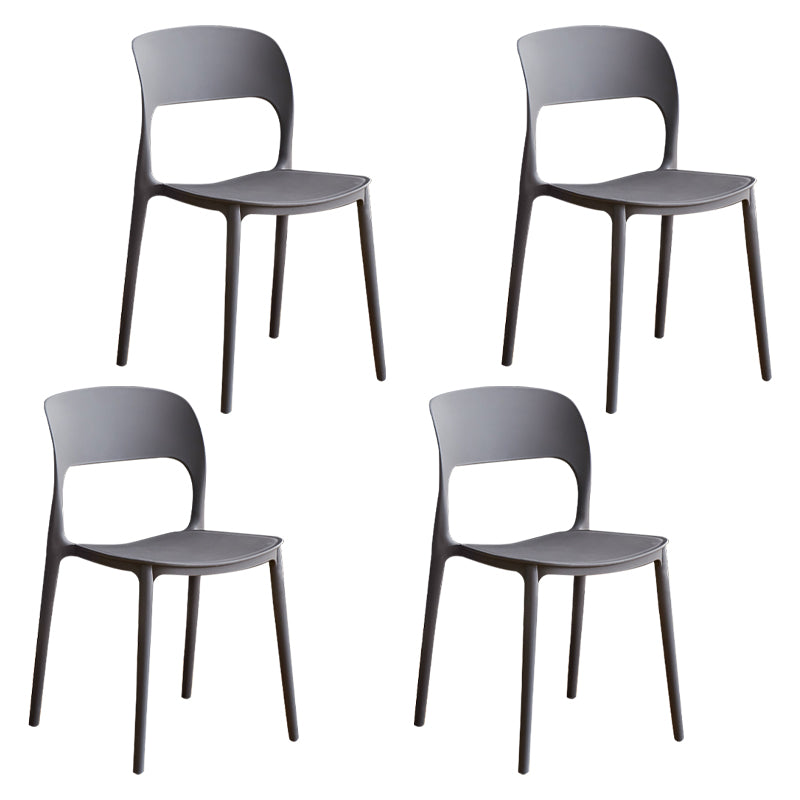 Contemporary Plastic Dining Room Chairs Armless Open Back Dining Side Chair for Room Use