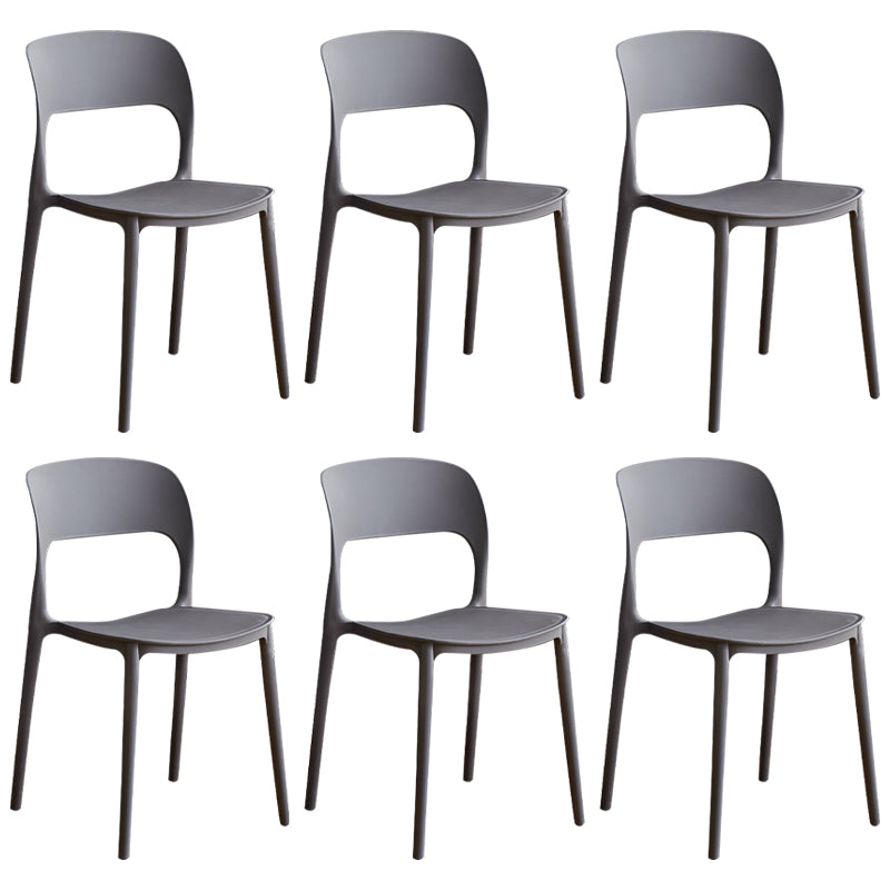 Contemporary Plastic Dining Room Chairs Armless Open Back Dining Side Chair for Room Use
