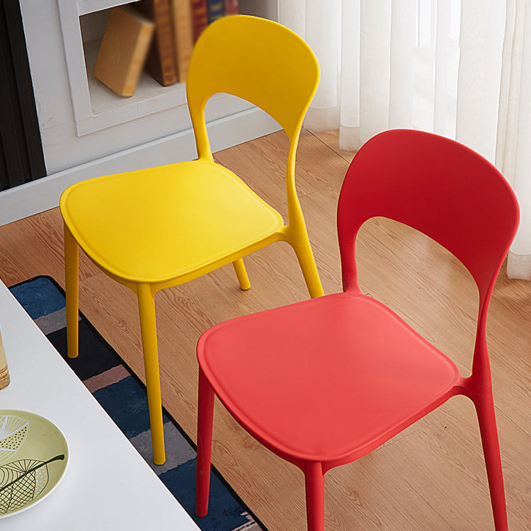 Contemporary Plastic Dining Room Chairs Armless Open Back Dining Side Chair for Room Use