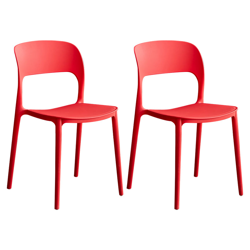 Contemporary Plastic Dining Room Chairs Armless Open Back Dining Side Chair for Room Use