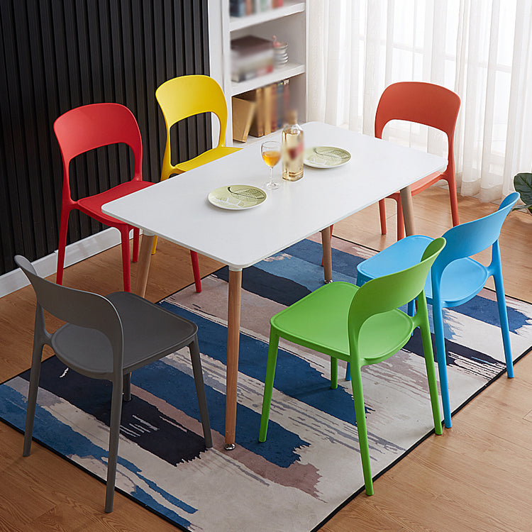 Contemporary Plastic Dining Room Chairs Armless Open Back Dining Side Chair for Room Use