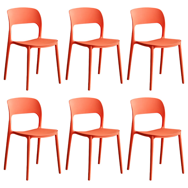 Contemporary Plastic Dining Room Chairs Armless Open Back Dining Side Chair for Room Use