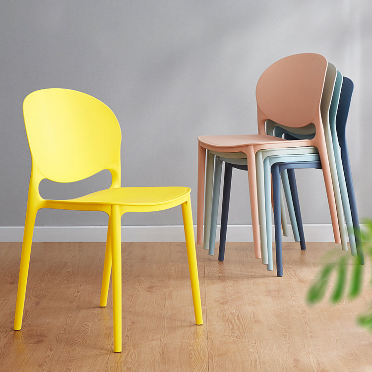 Modern Plastic Dining Room Chairs Open Back Dining Side Armless Chair for Restaurant