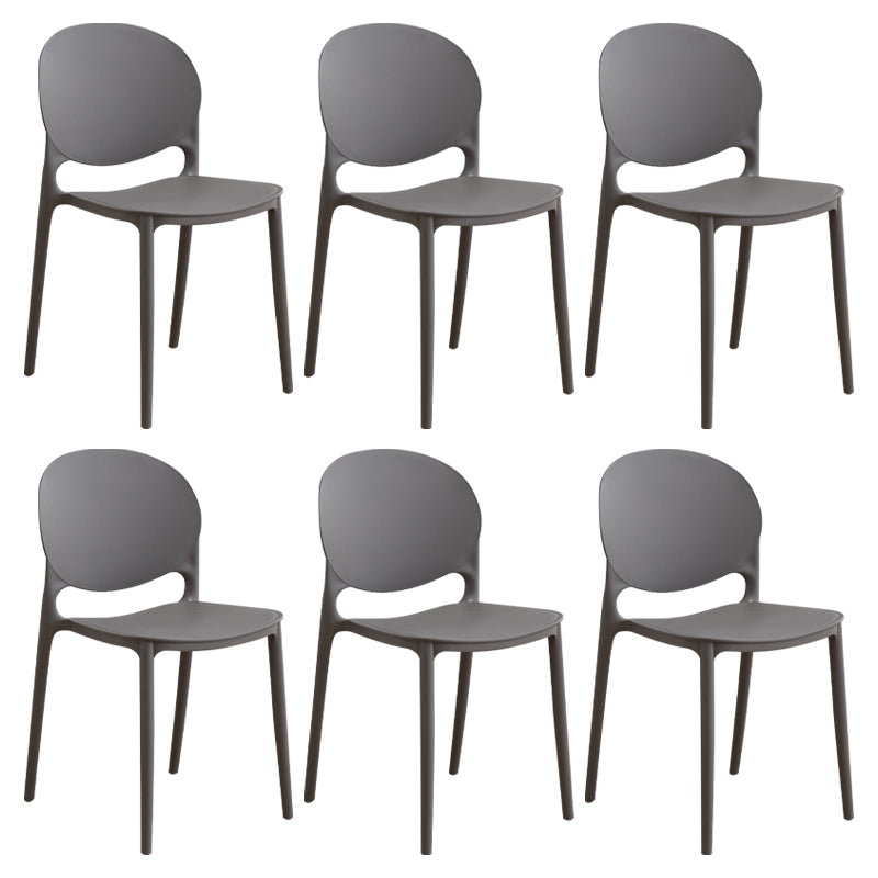 Modern Plastic Dining Room Chairs Open Back Dining Side Armless Chair for Restaurant