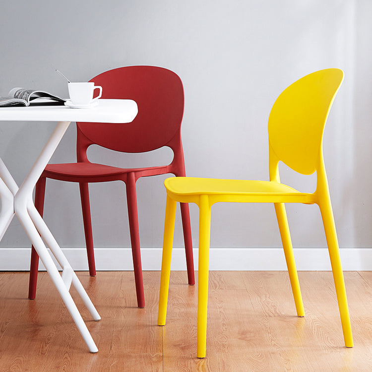 Modern Plastic Dining Room Chairs Open Back Dining Side Armless Chair for Restaurant