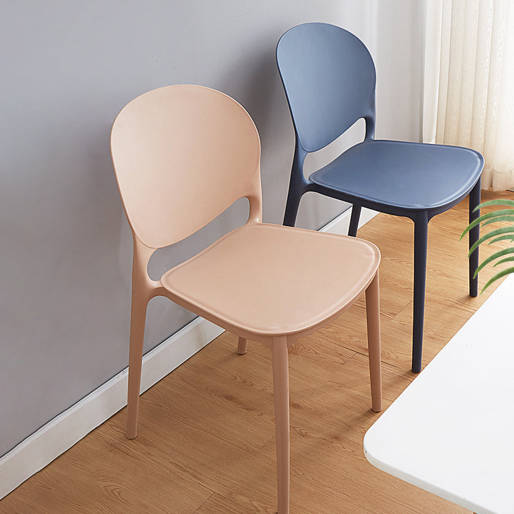 Modern Plastic Dining Room Chairs Open Back Dining Side Armless Chair for Restaurant