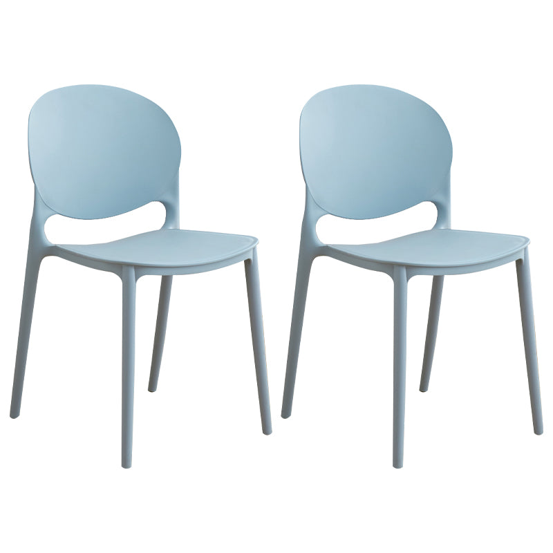 Modern Plastic Dining Room Chairs Open Back Dining Side Armless Chair for Restaurant