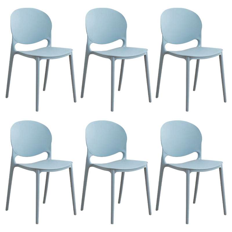 Modern Plastic Dining Room Chairs Open Back Dining Side Armless Chair for Restaurant