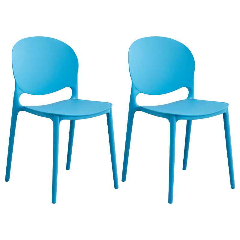 Modern Plastic Dining Room Chairs Open Back Dining Side Armless Chair for Restaurant