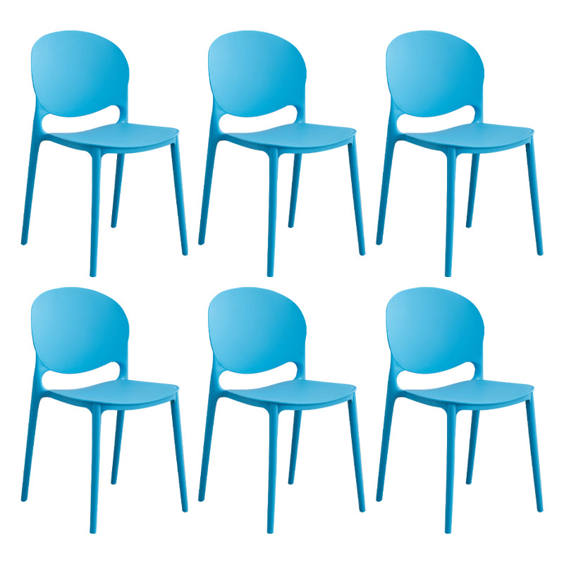 Modern Plastic Dining Room Chairs Open Back Dining Side Armless Chair for Restaurant