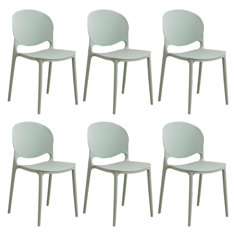 Modern Plastic Dining Room Chairs Open Back Dining Side Armless Chair for Restaurant