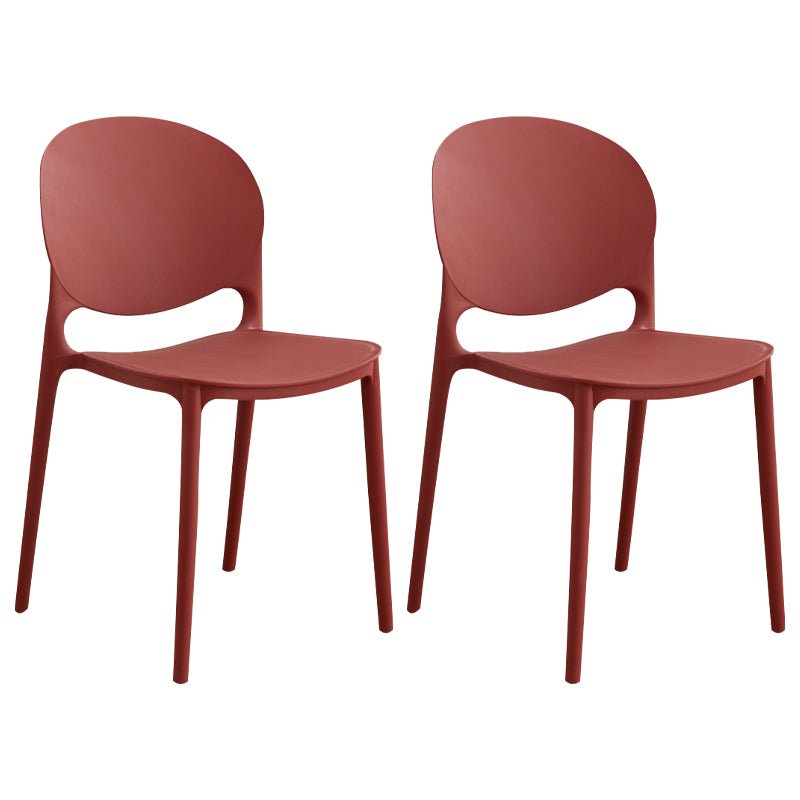 Modern Plastic Dining Room Chairs Open Back Dining Side Armless Chair for Restaurant