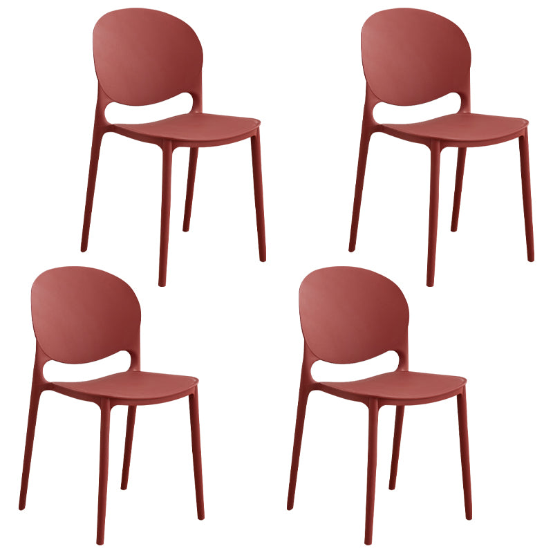 Modern Plastic Dining Room Chairs Open Back Dining Side Armless Chair for Restaurant