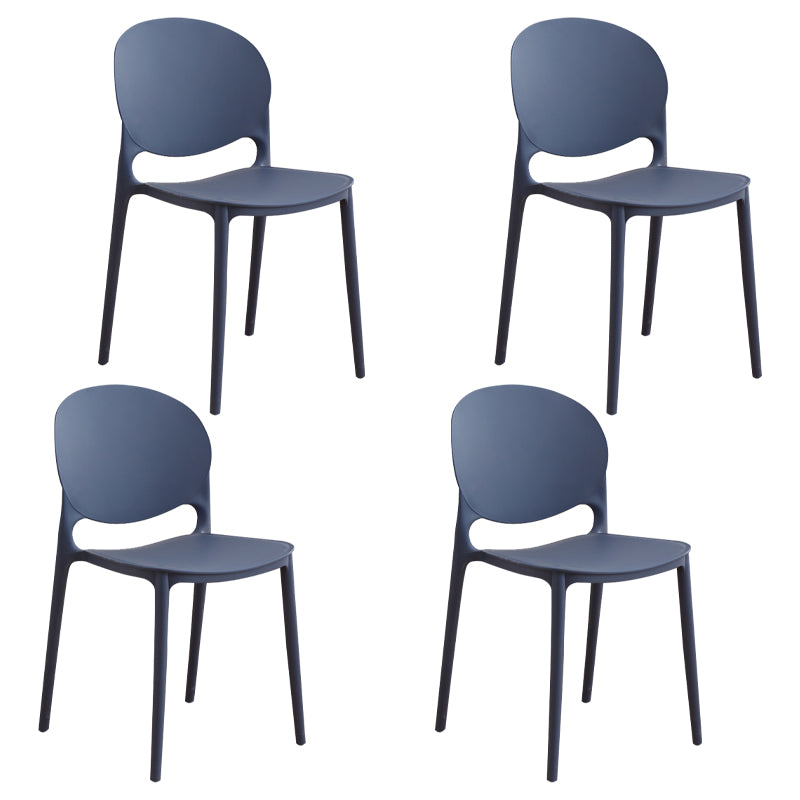 Modern Plastic Dining Room Chairs Open Back Dining Side Armless Chair for Restaurant