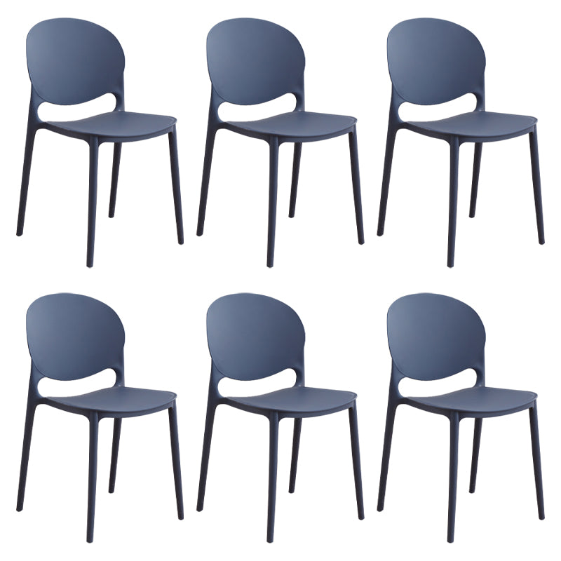 Modern Plastic Dining Room Chairs Open Back Dining Side Armless Chair for Restaurant
