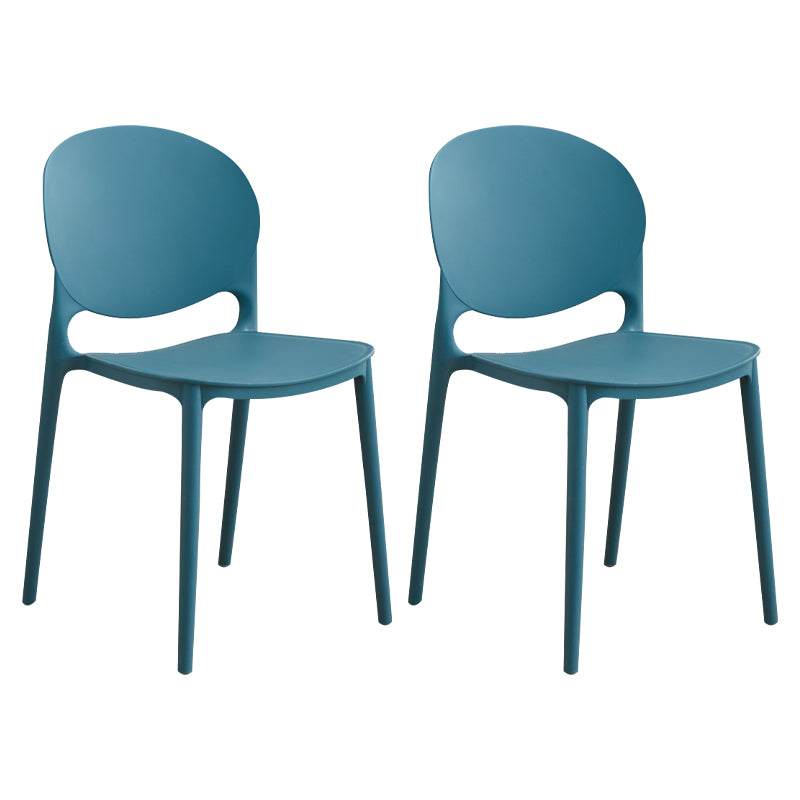 Modern Plastic Dining Room Chairs Open Back Dining Side Armless Chair for Restaurant