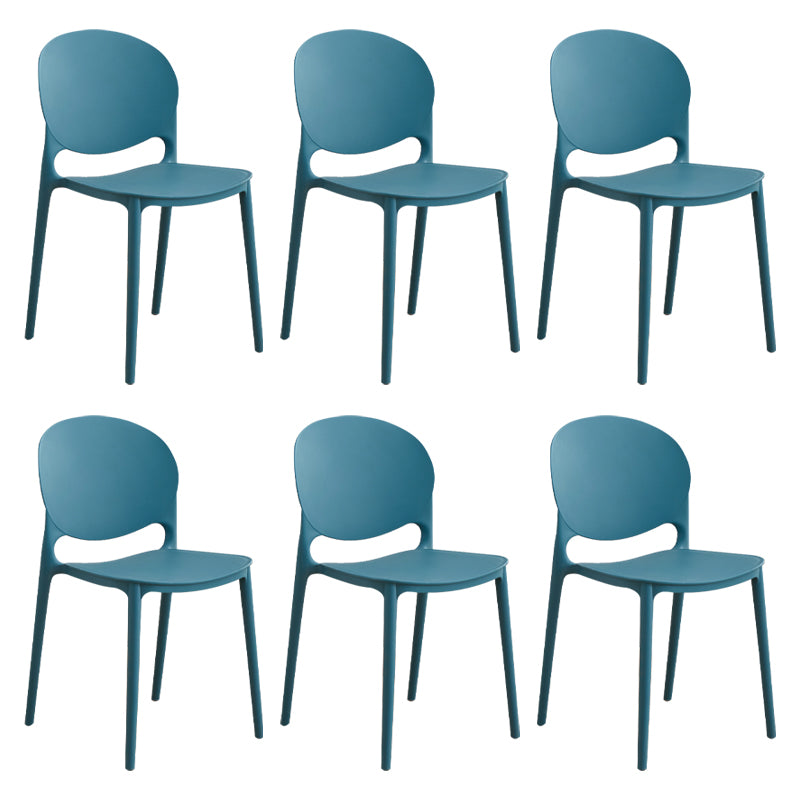 Modern Plastic Dining Room Chairs Open Back Dining Side Armless Chair for Restaurant