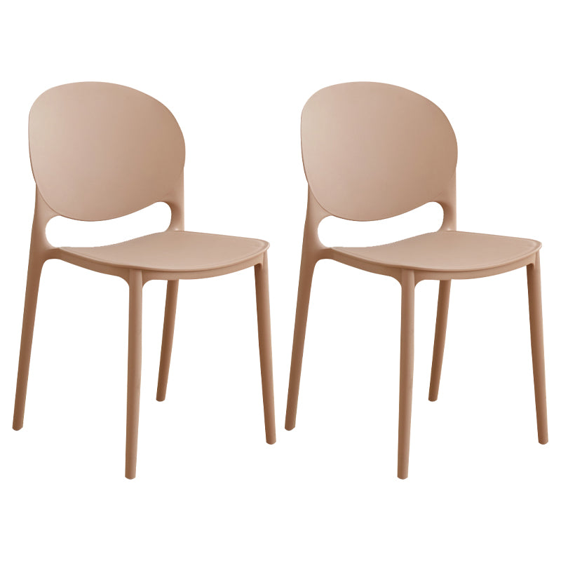 Modern Plastic Dining Room Chairs Open Back Dining Side Armless Chair for Restaurant