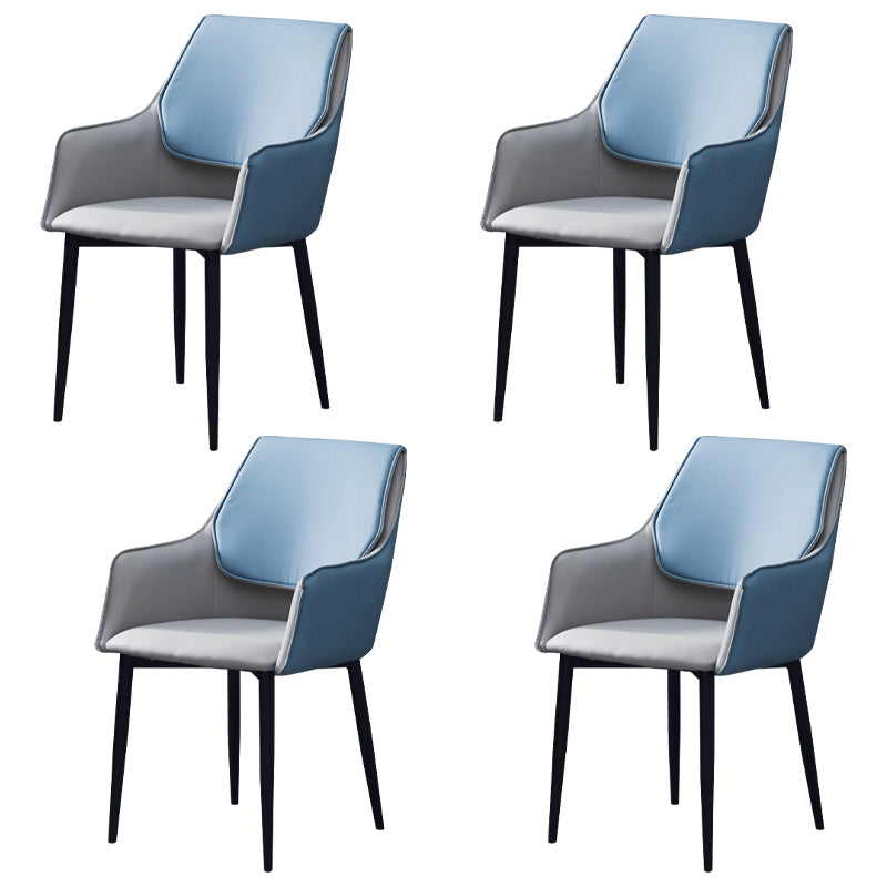 Chaise de salle à manger tapissée en métal à dossier solide, fauteuil contemporain d'intérieur