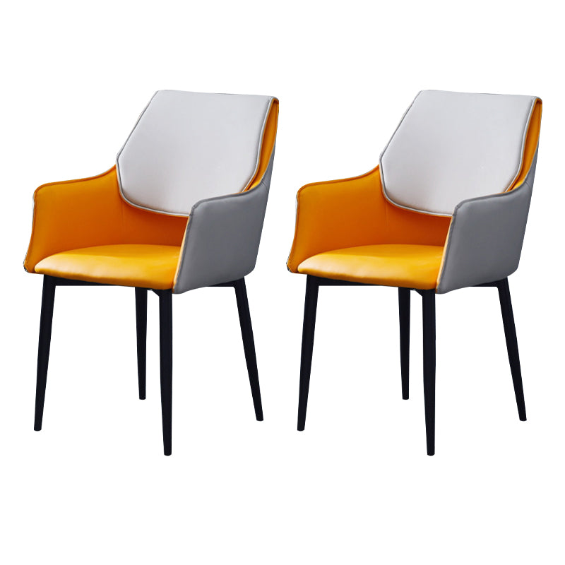 Chaise de salle à manger tapissée en métal à dossier solide, fauteuil contemporain d'intérieur