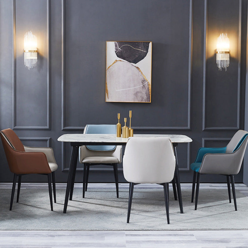 Chaise de salle à manger tapissée en métal à dossier solide, fauteuil contemporain d'intérieur