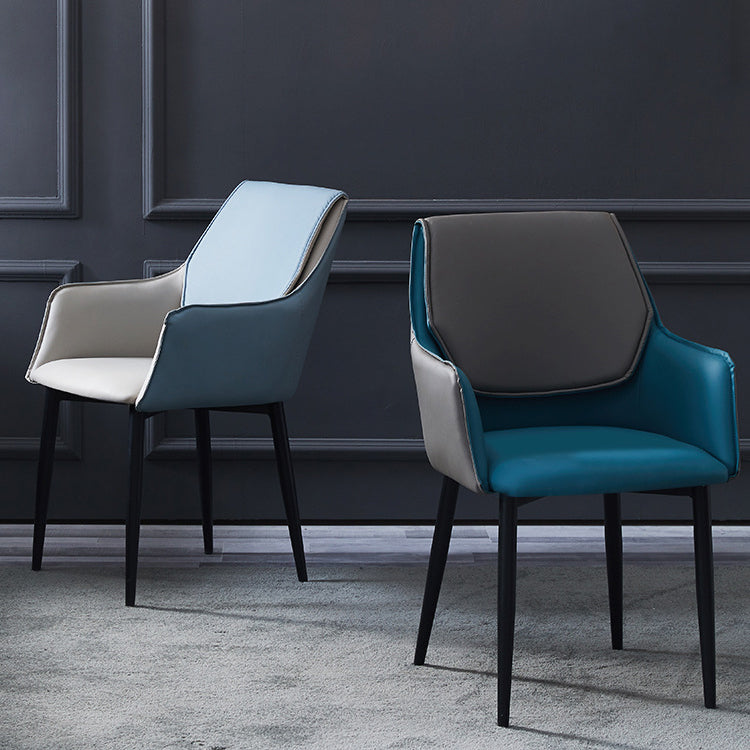 Chaise de salle à manger tapissée en métal à dossier solide, fauteuil contemporain d'intérieur