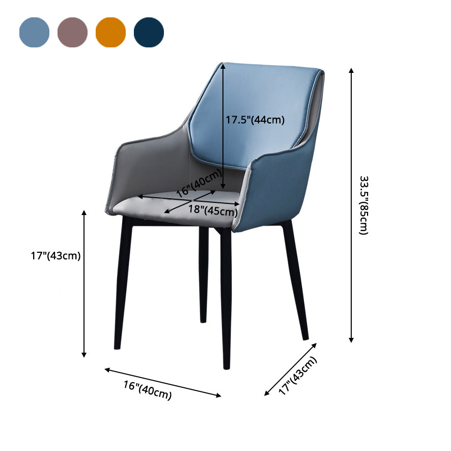Chaise de salle à manger tapissée en métal à dossier solide, fauteuil contemporain d'intérieur