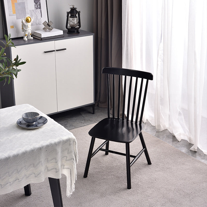 Chaise d'appoint contemporaine en bois d'hévéa Chaise de salle à manger à dossier Windsor en bois (Ensemble de 2)