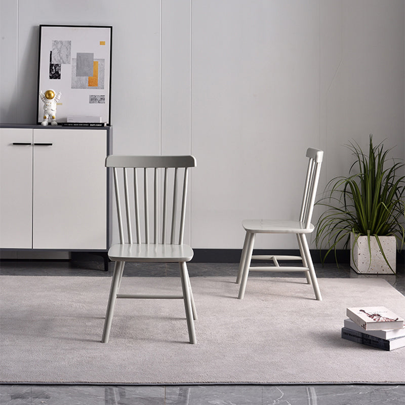 Chaise d'appoint contemporaine en bois d'hévéa Chaise de salle à manger à dossier Windsor en bois (Ensemble de 2)