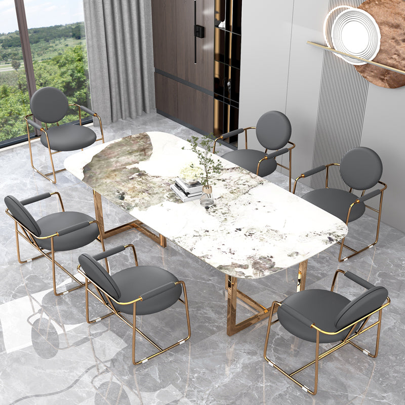 Scandinavian Style Upholstered Arm Side Chairs Open Back Dining Side Chairs (Set of 2)