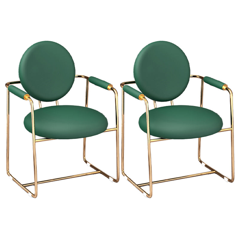Scandinavian Style Upholstered Arm Side Chairs Open Back Dining Side Chairs (Set of 2)