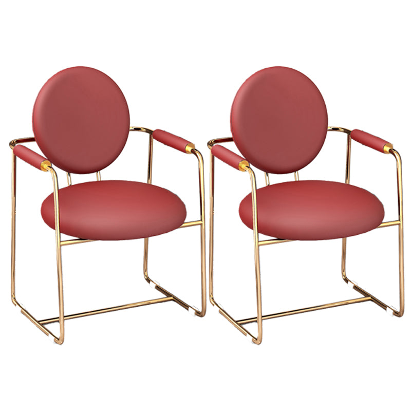 Scandinavian Style Upholstered Arm Side Chairs Open Back Dining Side Chairs (Set of 2)