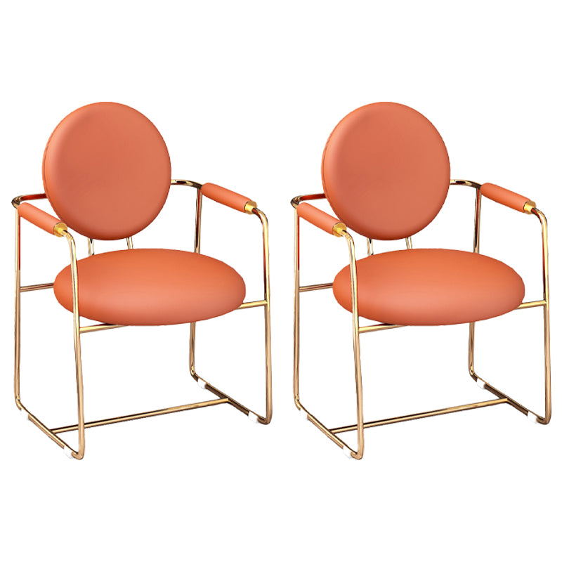Scandinavian Style Upholstered Arm Side Chairs Open Back Dining Side Chairs (Set of 2)