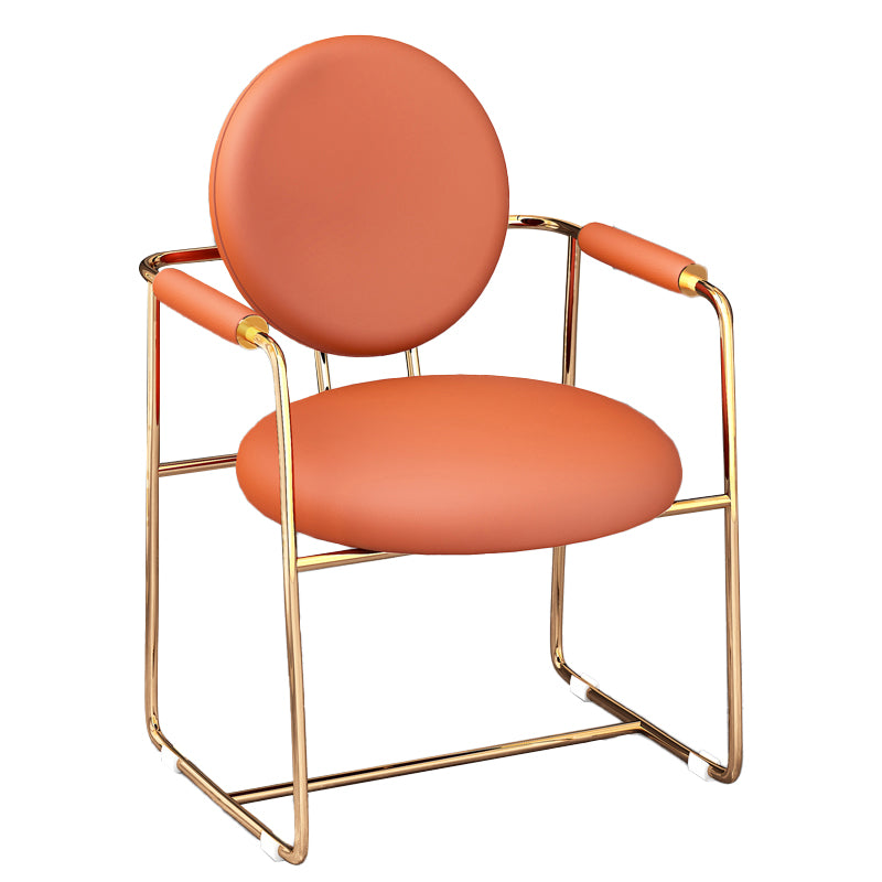 Scandinavian Style Upholstered Arm Side Chairs Open Back Dining Side Chairs (Set of 2)