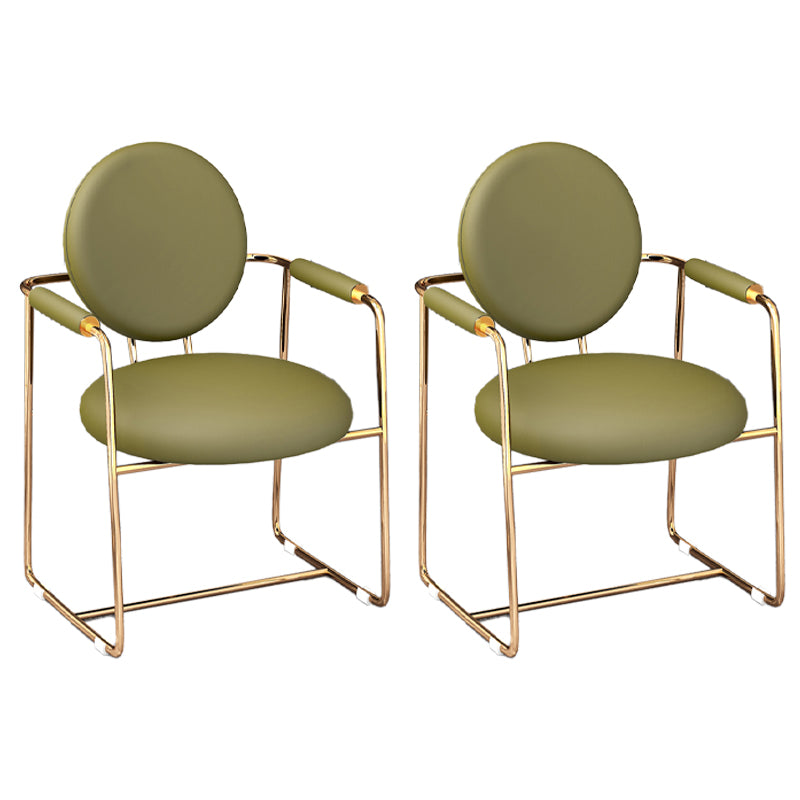 Scandinavian Style Upholstered Arm Side Chairs Open Back Dining Side Chairs (Set of 2)