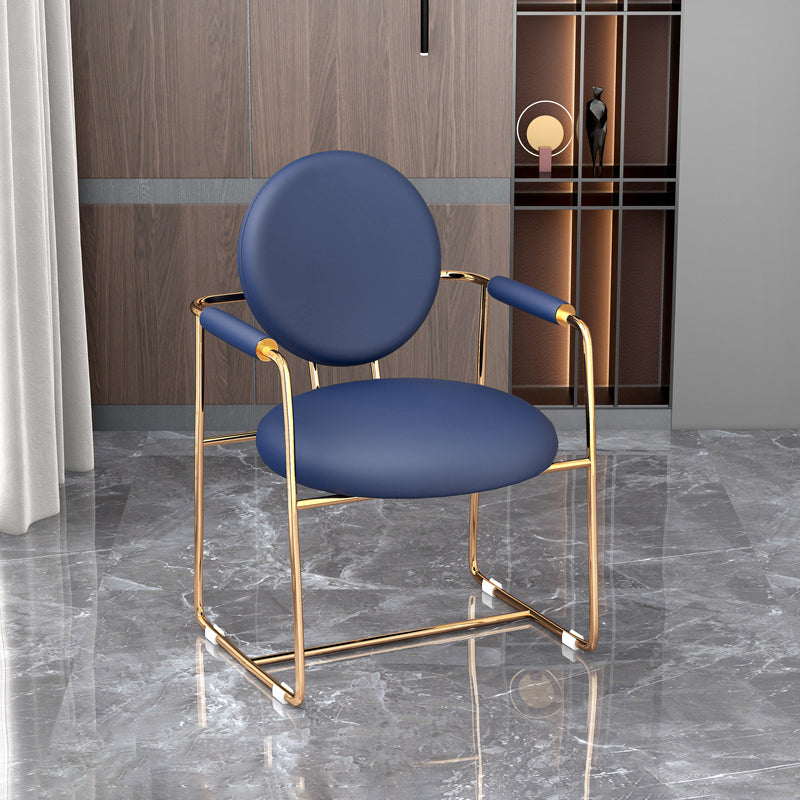 Scandinavian Style Upholstered Arm Side Chairs Open Back Dining Side Chairs (Set of 2)