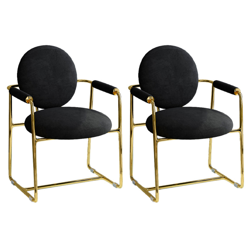 Scandinavian Style Upholstered Arm Side Chairs Open Back Dining Side Chairs (Set of 2)