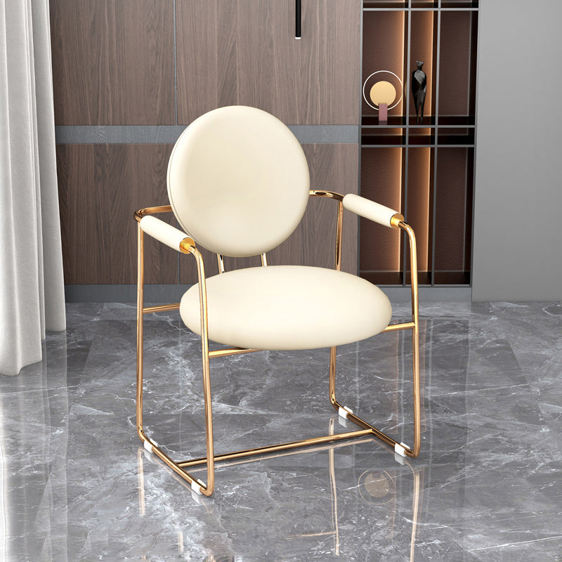 Scandinavian Style Upholstered Arm Side Chairs Open Back Dining Side Chairs (Set of 2)