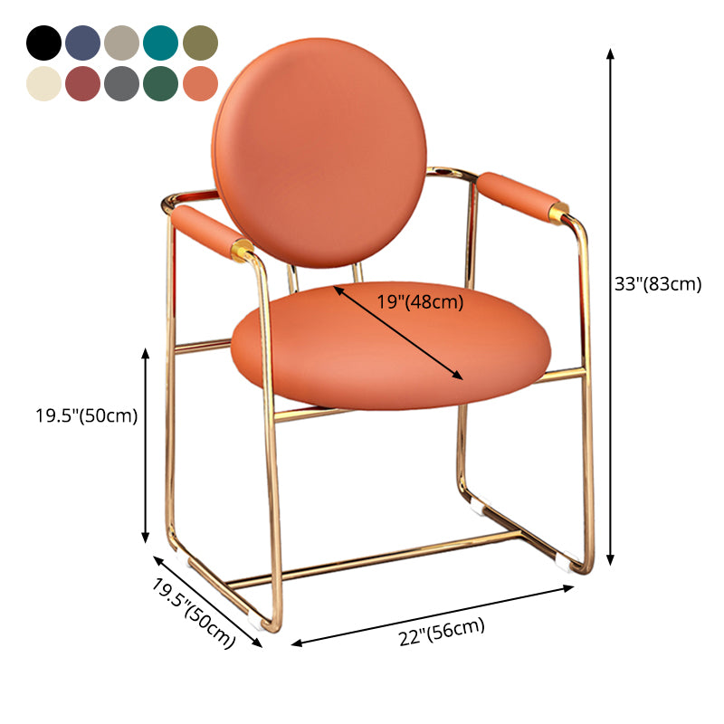Scandinavian Style Upholstered Arm Side Chairs Open Back Dining Side Chairs (Set of 2)