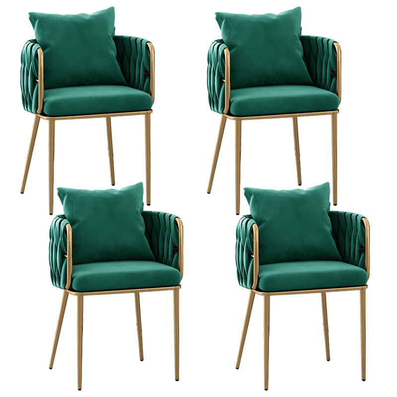 Chaises à dossier en baril rembourrées de style Glam, chaises de salle à manger en tissu de lin pour usage domestique