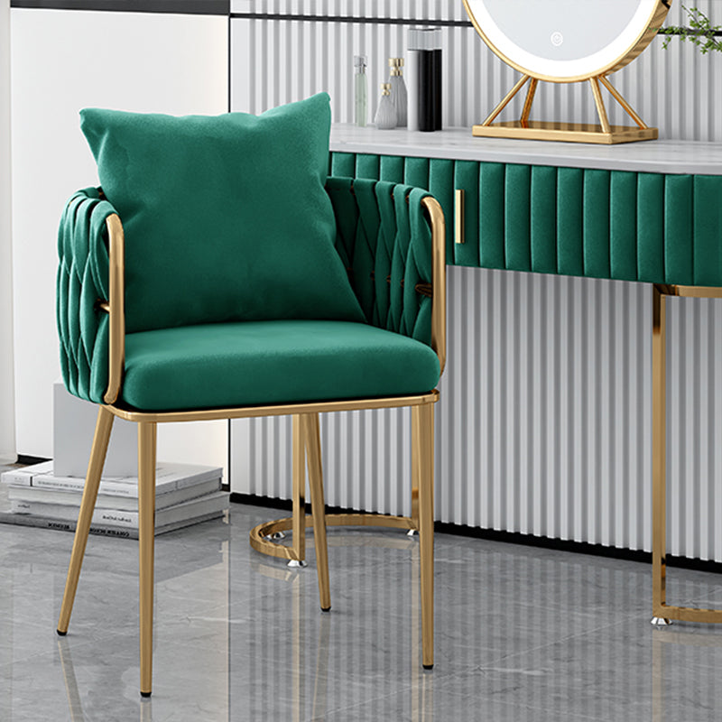 Chaises à dossier en baril rembourrées de style Glam, chaises de salle à manger en tissu de lin pour usage domestique