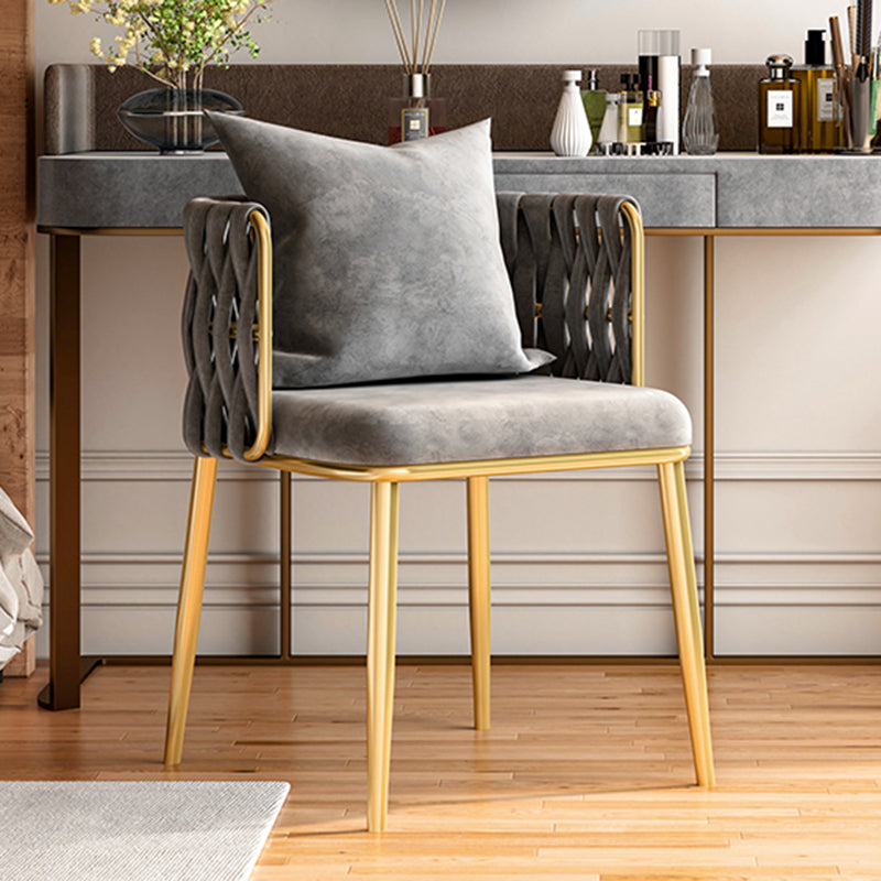 Chaises à dossier en baril rembourrées de style Glam, chaises de salle à manger en tissu de lin pour usage domestique