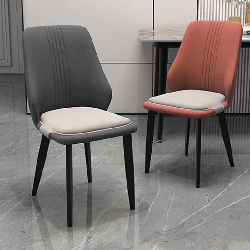 Sillas de comedor de cuero de estilo moderno, sillas laterales de comedor sin brazos con respaldo sólido