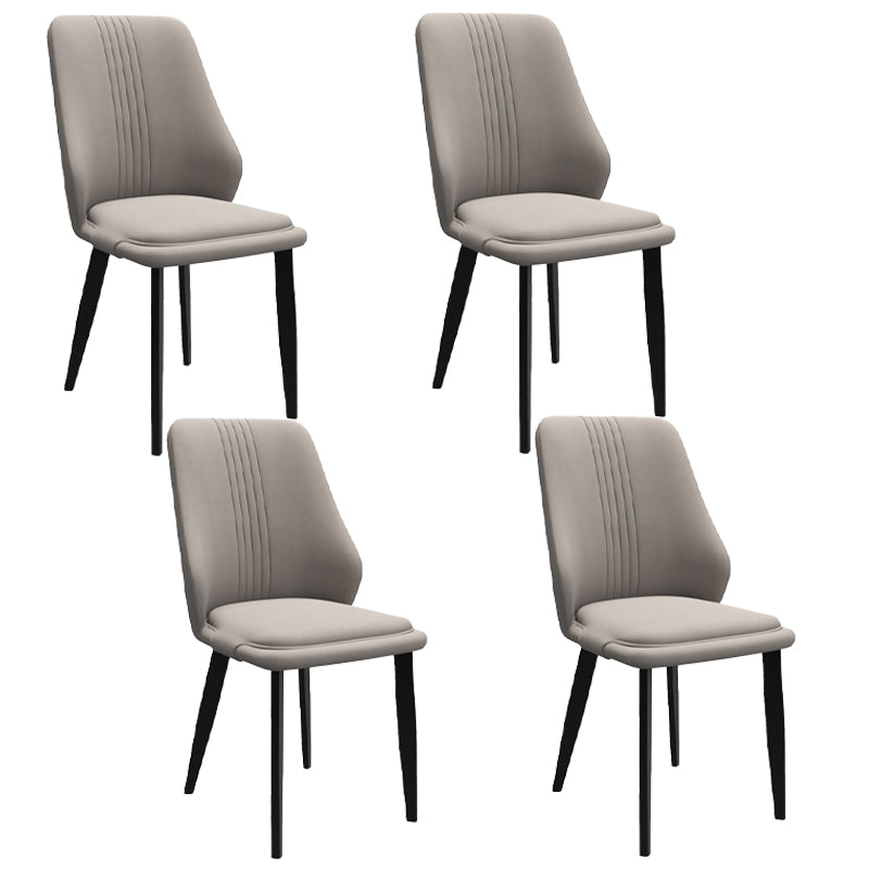 Chaises de salle à manger en cuir de style moderne, chaises latérales de salle à manger sans bras à dos solide