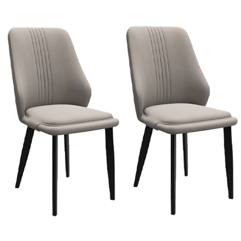 Chaises de salle à manger en cuir de style moderne, chaises latérales de salle à manger sans bras à dos solide