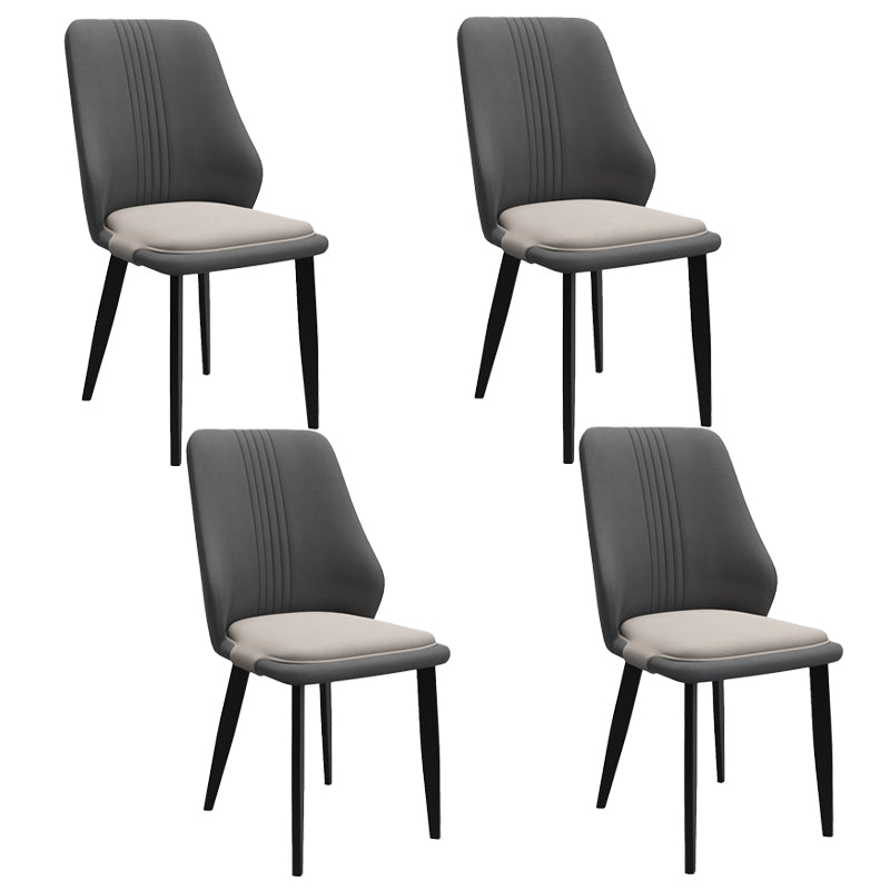 Chaises de salle à manger en cuir de style moderne, chaises latérales de salle à manger sans bras à dos solide
