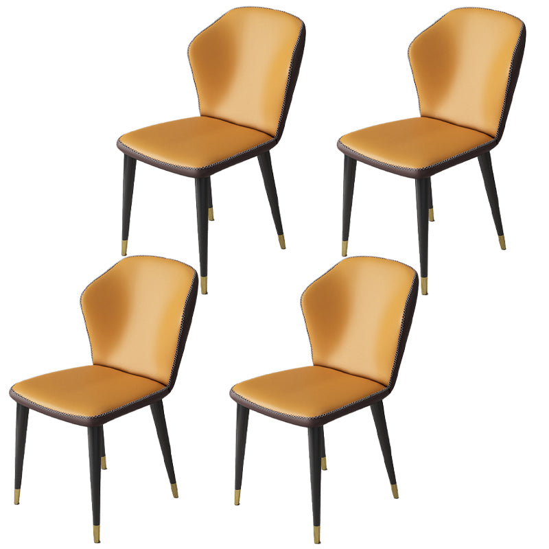 Sillas laterales Wingback Parsons de estilo minimalista, sillas de comedor de cuero para cocina (juego de 4)