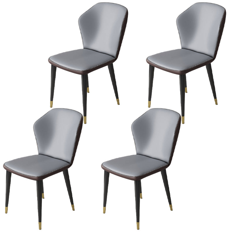 Sillas laterales Wingback Parsons de estilo minimalista, sillas de comedor de cuero para cocina (juego de 4)