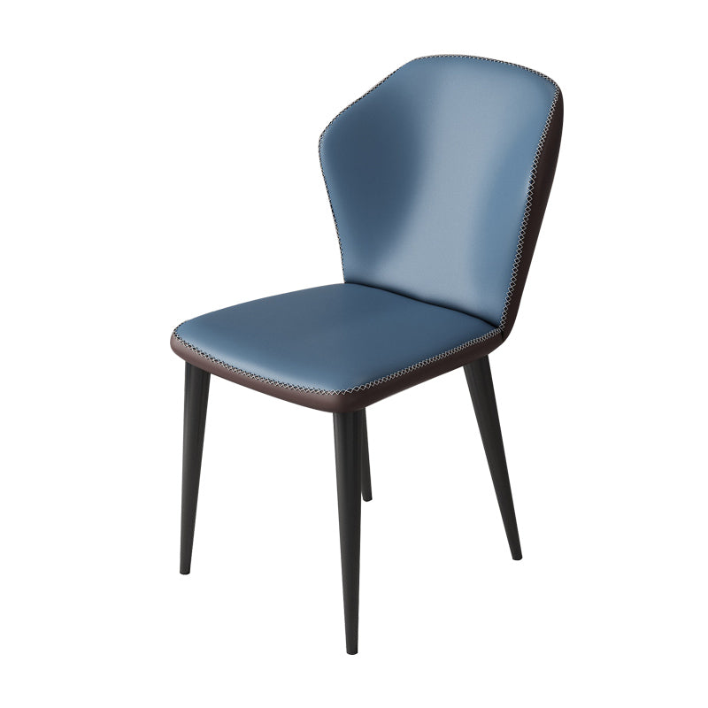 Sillas laterales Wingback Parsons de estilo minimalista, sillas de comedor de cuero para cocina (juego de 4)